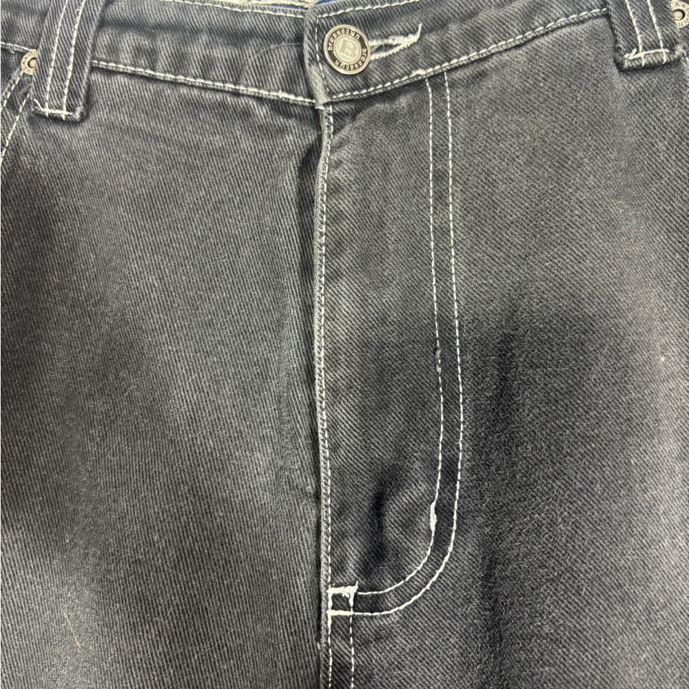 Vintage 90s BREAKDOWN Wide Leg Black Cargo Jeans JNCO Style - Picture 7 of 16